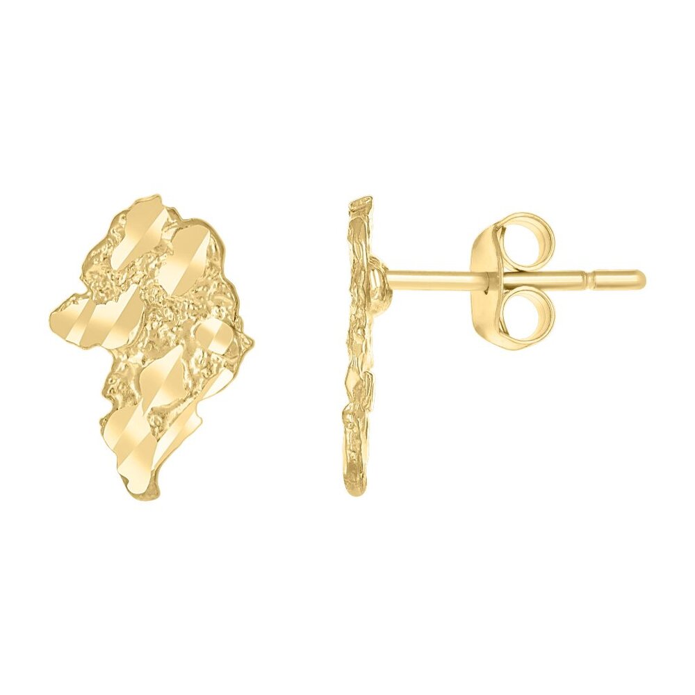 10k Yellow Gold Mens Nugget Stud Earrings 71105506